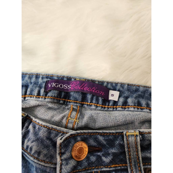 Vigoss Collection Womens Flare Jeans Blue Stretch Stone Wash Denim Juniors 5 - Picture 6 of 8